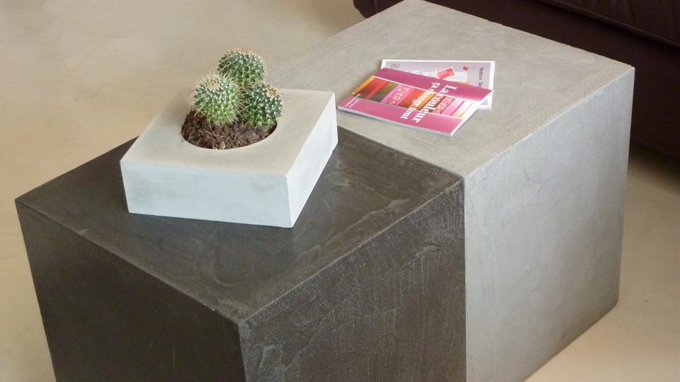 Le souhait de notre client était d'avoir deux cubes amovibles en béton ciré